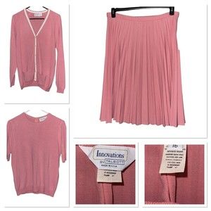 Vtg NEW Talbots Pink Pleated Skirt Suit Set Career Womans Size 16 Past Knee NWT